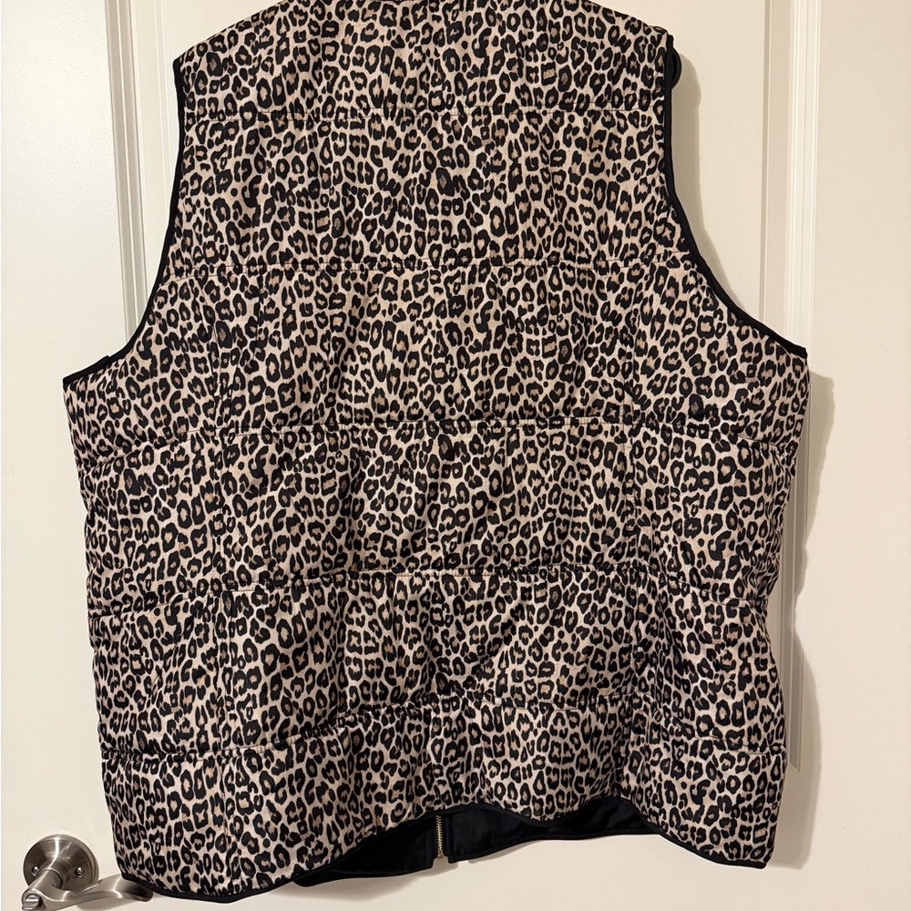 Chico's Black and Tan Animal Print Reversible  Vest Size 4/20 - Picture 2 of 11